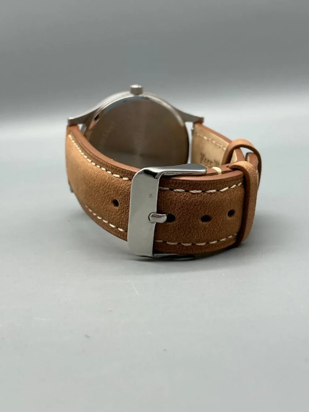 MVMT 40 Series Mens Watch 40mm Silver Tone Brown Leather Band New Battery